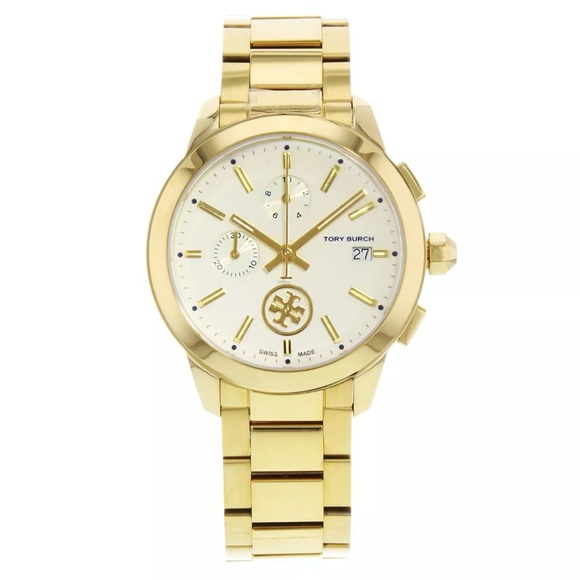 Tory Burch ♡ Collins Chronograph Gold Tone Stainless Steel Watch - Picture 12 of 15